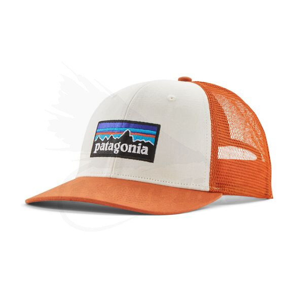 Patagonia P-6 Logo Trucker Hat -White w/Redtail Rust