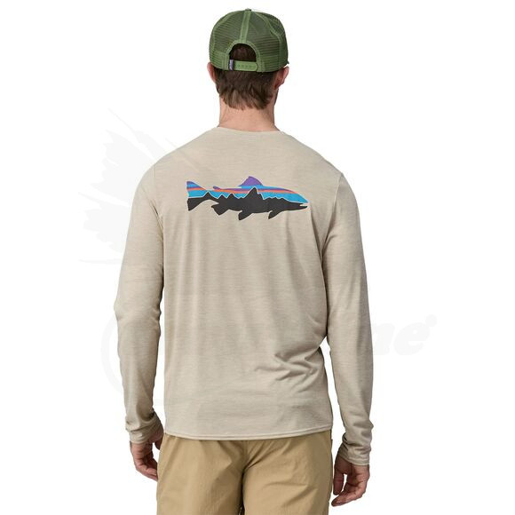 Patagonia Size M Men s Long Sleeved Capilene Cool Daily Graphic Shirt Waters Fitz Roy Trout Pumice X Dye