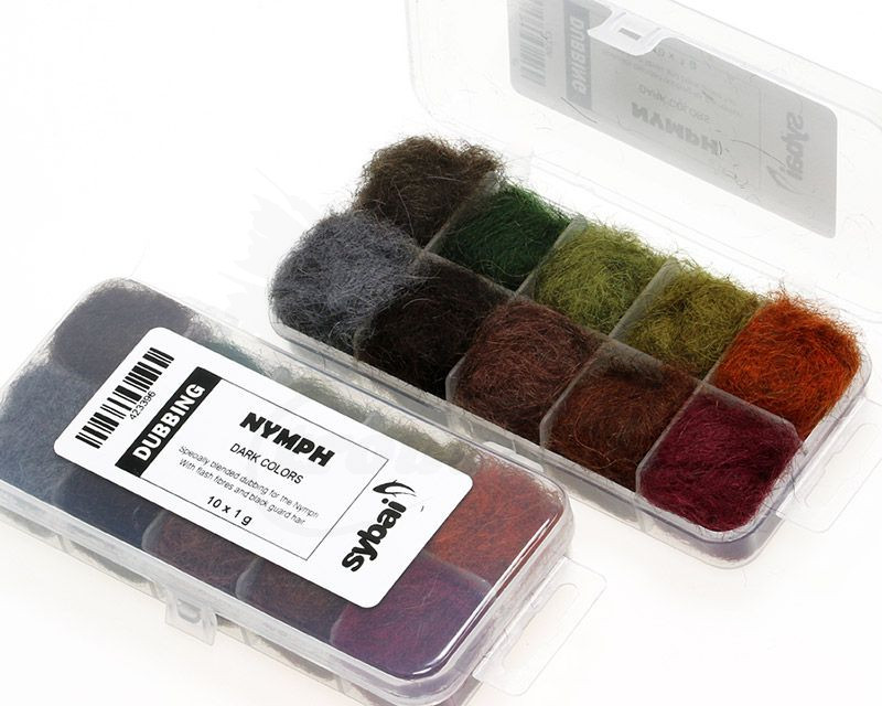 Sybai Nymph Dubbing Box 10 Dark Colors Set