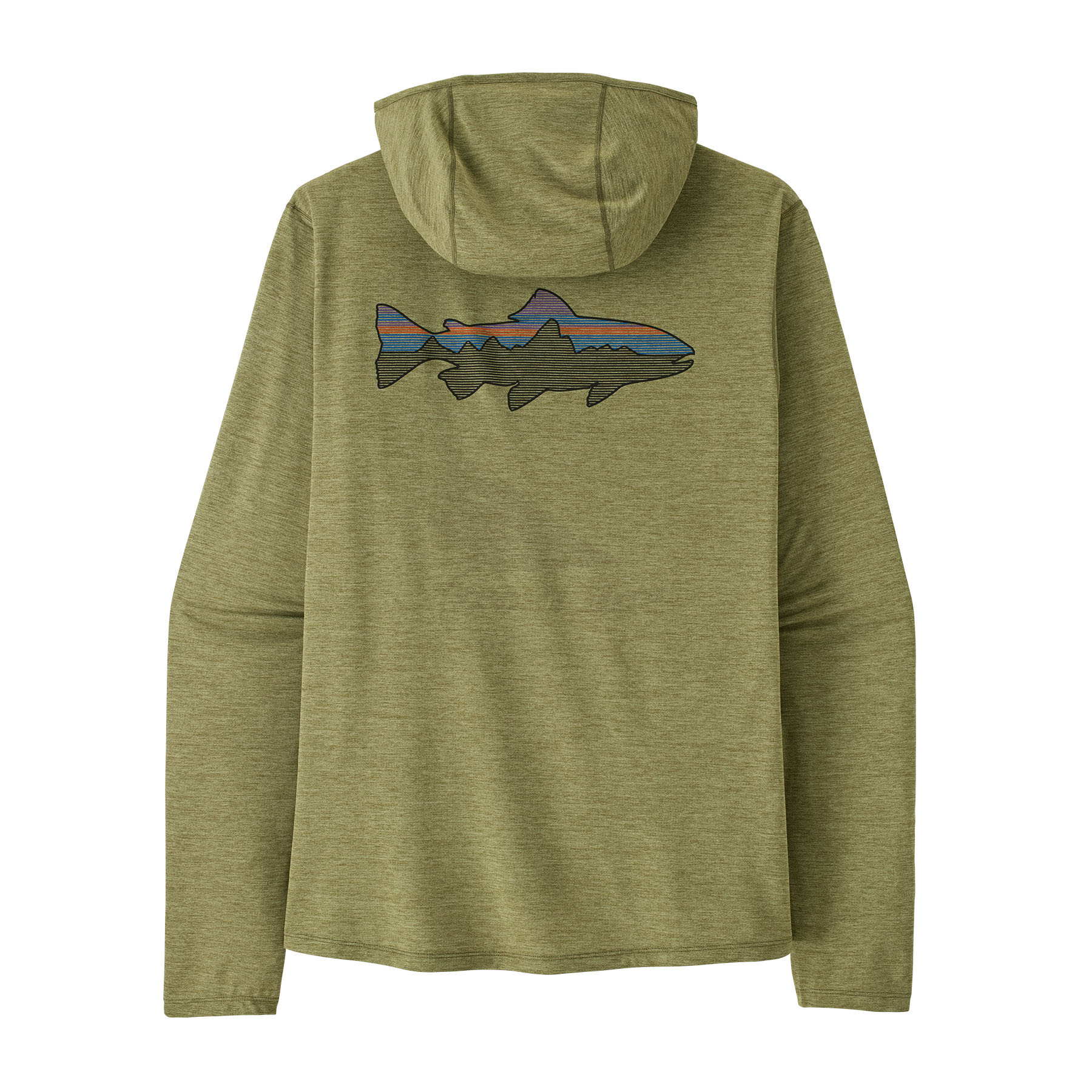 Patagonia Men's Capilene Cool Sun Hoody - Fitz Roy Trout - Color Caper Green - Buckhorn Green X-Dye