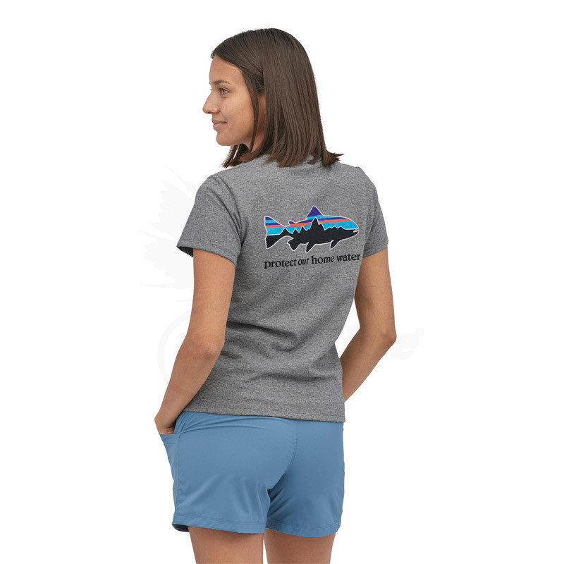Patagonia Women's Home Water Trout Pocket T-Shirt Responsibili -Tee -Gravel  Heather