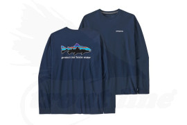 Patagonia Men's Long-Sleeved Home Water Trout Responsibili-Tee -Lagom Blue