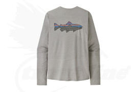 Patagonia Men's Long-Sleeved Capilene Cool Sun Shirt - Fitz Roy Trout Color Crisp Grey - Salt Grey X-Dye