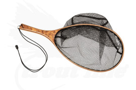 Troutline Premium Fly Fishing Net – Burled Wood Handle & Tangle-Free Rubber Net