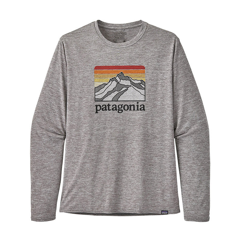 Patagonia Men's Long-Sleeved Capilene Cool Daily Graphic Shirt Line Logo  Ridge: Feather Grey