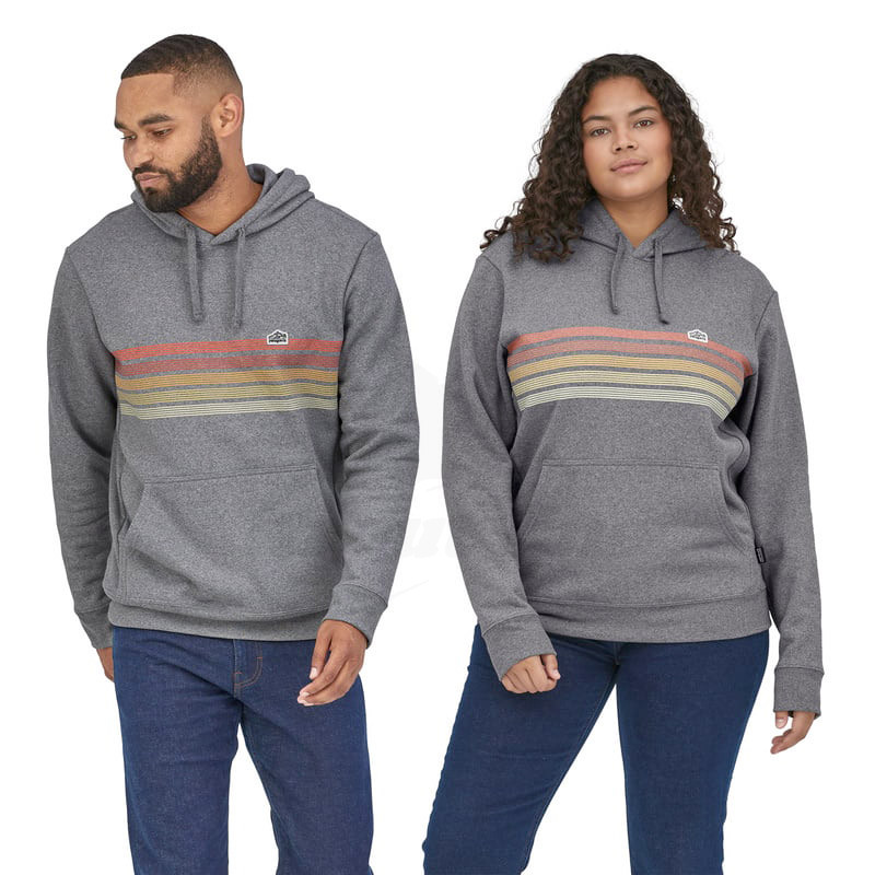 Patagonia Line Logo Ridge Stripe Uprisal Hoody Gravel Heather